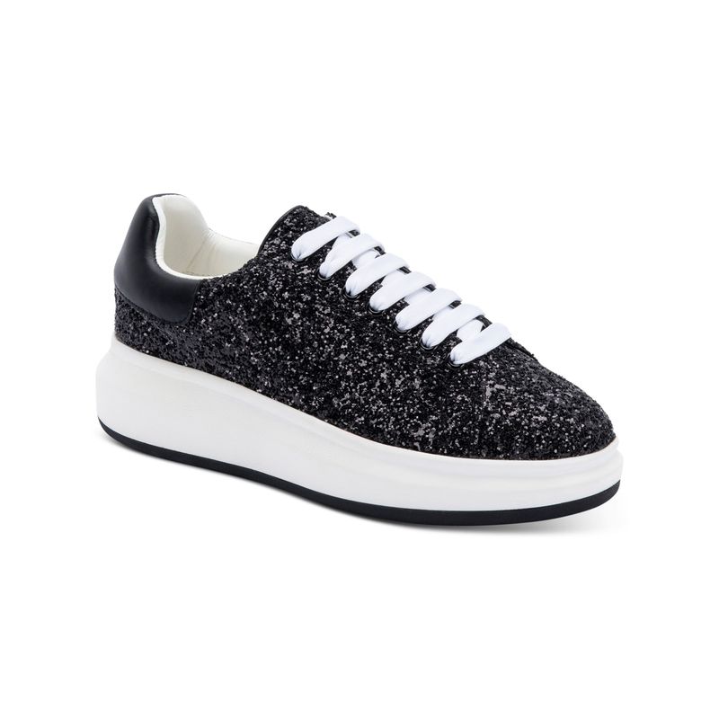 Aqua College Womens Black Darcy Toe Platform Leather Sneakers Shoes 9 M